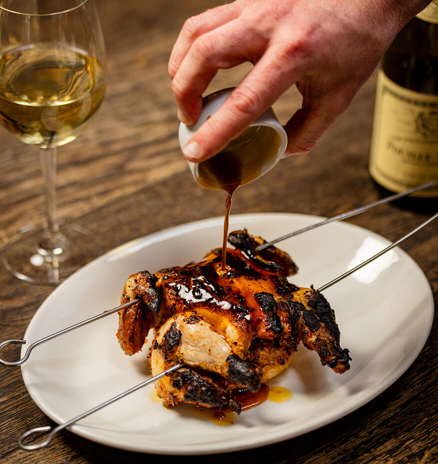 Close up of some chicken skewers